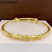 ราคา Kemstone เครื่องประดับชุบทอง24K กำไลข้อมือลายมังกรฟีนิกซ์สำหรับงานแต่งงานสำหรับผู้ชายและผู้หญิง (14070495274)
