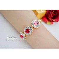 ราคา ManeeNopparut มณีณพรัช ข้อมือทับทิมล้อมเพชร งานหุ้มทอง5ไมครอน รุ่น BG0227 (360137668)