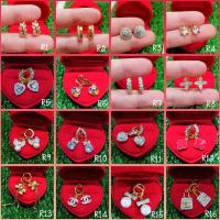 ราคา ต่างหูห่วงทอง ต่างหูทอง24k หุ้มทองแท้ ห่วงล็อค (13528434241)