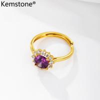 ราคา Kemstone เครื่องประดับแหวนแบบปรับขนาดได้น้ำตัวห้อยเพทายสีเขียวสีชมพูสีเหลืองสีแดงสีม่วงรอบทองชุบสำหรับผู้หญิง (19867289171)