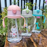 ราคา พร้อมส่ง ขวดน้ำ แก้วน้ำหัดดื่ม กระติกน้ำหลอดดูด พับเก็บได้ พร้อมหูจับ สายสะพาย ปิดฝาคว่ำไม่หก ตกไม่แตก ลายการ์ตูน มี 2 แบบ (6417448957)