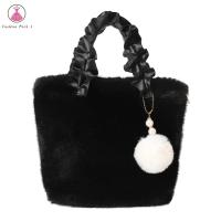 ราคา กระเป๋าถือขนฟูสีทึบกระเป๋าโท้ตมินิของผู้หญิงกระเป๋าสะพายไหล่ขนปุยกระเป๋าแต่งเฟอร์เทียมจี้พร้อมลูกบอลขนสัตว์กระเป๋าเดินทางประจำวัน (20872365019)