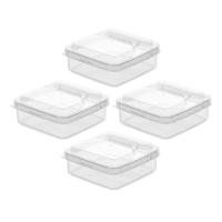 ราคา Iosn กล่องใส่กล่องเก็บอาหารชีส4ชิ้นที่ภาชนะใสฝาปิดที่ใส่เนยตู้เย็นพลาสติกถังขยะฝาเป็นชิ้นสำหรับเก็บอาหาร (20772426302)