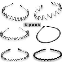 ราคา MAXG 6PCS ลดกระหน่ำ สไตล์อลิซ ใช้ได้ทุกเพศ ที่คาดผมแบบลำลอง แถบคาดศีรษะหยัก ที่คาดผมโลหะสำหรับเล่นกีฬา ห่วงหัวสีดำ (20954219769)