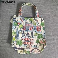 ราคา cath kidston handbag mini small square bag floral waterproof box lunch bag canvas printing hand bag small bag (19633469944)