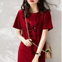 ราคา X style New Year Womens loose butterfly print mid length dress (15114563397)