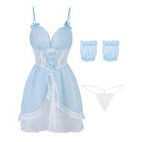 ราคา ชุดชั้นในเซ็กซี่คอสเพลย์เจ้าหญิงนางฟ้าสำหรับผู้หญิงเครื่องแต่งกายบนเวทีเต้นรำหลังมีโบว์ชุดฮาโลวีนชุดนอนผ้าชีฟองพร้อมชุดนอนยั่วยวน (20461458247)