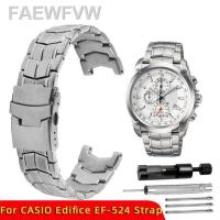 ราคา ถูก2023ในแบบดั้งเดิม สายนาฬิกาแท้แท่งสแตนเลสสตีลสำหรับ CASIO Edifice สายสายนาฬิกา EF 524สายนาฬิกาข้อมือสำหรับผู้ชาย EF524D มีตะขอความปลอดภัยสีเงิน (19894152701)