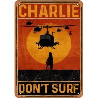 ราคา โปสเตอร์ Charlie Don T Surf โปสเตอร์หนังวินเทจโปสเตอร์ลายพิมพ์ศิลปะโปสเตอร์โปสเตอร์โบราณป้ายดีบุกศิลปะบนผนังป้ายโลหะวินเทจสำหรับห้องครัวสวนห้องน้ำการตกแต่งบ้านฟาร์มขนาด8X12นิ้ว (19830944139)