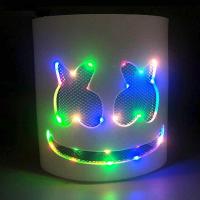 ราคา Hot Halloween Luminous Head Cover LED Light Up Cosplay DJ Marshmello Headgear Glowing Neon Music Festival Mask Rave Party Props (19241889725)