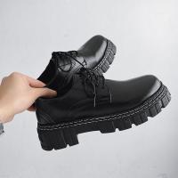 ราคา IELGY รองเท้าหนังเสริมส้นหนาของผู้ชายรองเท้าหนังรองเท้าหนังสีดำอเนกประสงค์สไตล์อังกฤษอินเทรนด์ฤดูใบไม้ร่วงใหม่ (21068327762)