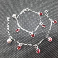 ราคา สร้อยข้อมือเด็ก เงินแท้ ห้อยพลอยหัวใจแดง (7598826512)