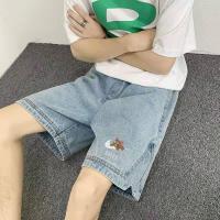 ราคา กางเกงยีนส์บางทรงหลวมของผู้ชายกางเกงยีนส์ Celana Pendek Denim ลำลองผ่าหน้าใส่ได้หลายโอกาสฤดูร้อน Celana Pendek Denim (19291277653)