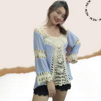 ราคา เสื้อถักโครเชต์ แขนยาว เสื้อแฟชั่น สไตล์โบฮีเมียน เซ็กซี่ มินิเดรส ผ้าดี ใส่สบาย เสื้อผู้หญิง พร้อมส่งนะคะ (6512526749)