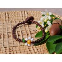 ราคา กำไลข้อมือเชือกถักลายดอกไม้ ถักเชือกเกลียว ลูกปัดไม้ (20404007225)