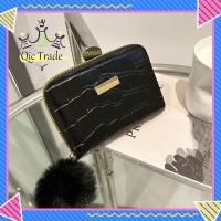 ราคา QIC Fashion Women Crocodile Pattern Wallet With Plush Ball Casual Solid Color Coin Purse Pu Leather Zipper Wallet (20817716060)