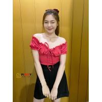 ราคา Lucky Store26 เสื้อไหมพรมปาดไหล่ ดีเทลเชือกผูกช่วงอก แขนตุ๊กตา น่ารักมาก (17568328129)