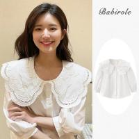 ราคา เสื้อเชิ้ตลูกไม้คอตุ๊กตาสไตล์เกาหลีสำหรับผู้หญิงเสื้อเชิ้ตสีขาวแขนยาวเสื้อลำลอง (12810753466)