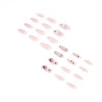 ราคา Nude Press on Nails Coffin Nude Fake Nails with Rhinestones Luxury Ballerina Fake False Nails Ballerina Glitter Glossy Full Cover Nail Tips for Nail Art Women Girls fun (20717823389)