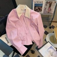 ราคา เสื้อแจ็กเก็ตหนังปะต่อสีชมพูสำหรับผู้หญิงเสื้อแจ็คเก็ตสั้นสำหรับขี่จักรยานยนต์มีซิปสุดเท่ห์อ่อนหวาน2024แฟชั่นแจ็คเก็ตตัวนอก (20839545996)