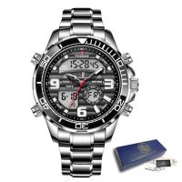 ราคา 2023 FOXBOX นาฬิกาข้อมือสำหรับผู้ชายจอแสดงผลคู่30เมตรกันน้ำวันที่นาฬิกาข้อมือนาฬิกากีฬาแฟชั่นสำหรับผู้ชายนาฬิกาอิเล็กทรอนิกส์ผู้ชาย กล่องใหม่ (19168692647)