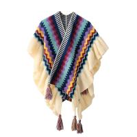 ราคา LEBI ผ้าคลุมไหล่ผ้าถักวินเทจสไตล์ชนเผ่าสีพู่ของผู้หญิงเสื้อคลุมลายทางผ้าคลุมไหล่เฉพาะกลุ่ม (20978615972)