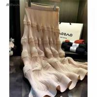 ราคา Issey Miyake กระโปรงเอวสูงจีบทรงเอไลน์สำหรับผู้หญิง2023ฤดูร้อนดีไซน์ใหม่ความยาวปานกลางกระโปรงจีบบางใหม่ญี่ปุ่น (20563361629)