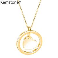 ราคา Kemstone แฟชั่นเงิน ทอง ทองคำสีกุหลาบสแตนเลสโลหะทรงกลมจี้รูปหัวใจสร้อยคอผู้หญิง (8481095461)