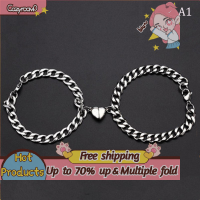 ราคา Cozyroom 2pcs Punk Silver Color Chain Couple Bracelet For Women Stainless Steel Romantic Magnet Men Paired Things Fashion Jewelry Pulsera (20826060571)
