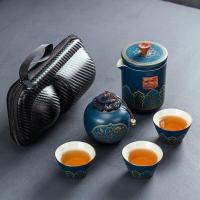 ราคา Ceramic Porcelain Kung Fu Tea Set Teaware Outdoor Travel Tea Set Tea Bag Anti scalding One Pot Three Cups Teapot with Filter (20253338673)