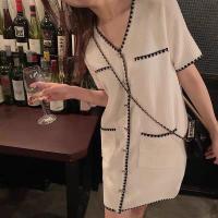 ราคา Cicishop งานเกอร์ดี 6600 Dress เดรสไหมพรมกระดุมหน้า ตัดขอบสีแนวชาแนลลุคคุณหนูสุดๆ (19807765477)