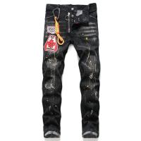 ราคา Mens DSQUARED2 Brand Jeans Mens Trend Casual Slim Hole Badge Black D2 Denim Pants Mens High Street Hip Hop Skinny Penicl Jeans (16492507735)