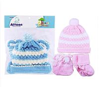 ราคา หมวกเด็กแรกเกิด ชุดเซ็ทไหมพรม หมวกถุงมือ และ ถุงเท้า รวม 1ชุด เลือกสีได้ Attoon New Born Knitted Hat Sock Glove Set 1 Set 3 Pcs (11388162869)