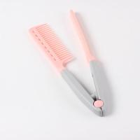 ราคา หวีหนีบผมตรง รูปตัว V แบบพกพา DIY 3สี แปรงหวีผมตรง hair straightening comb (21268482543)