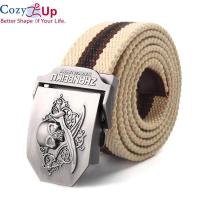 ราคา Cozy 115ซม 3 8ซม เข็มขัดผ้าแคนวาสกระโหลกศรีษะโจรสลัดหัวเข็มขัดอัลลอยผู้ชายทหารเข็มขัดเข็มขัดทหารสำหรับผู้ชายคุณภาพดีที่สุดสายเอี๊ยมผู้ชายสีเขียวทหาร (4357784318)