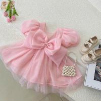 ราคา ส่งของ Girls dress summer 2023 new western style yarn dress big bow short sleeve princess dress for baby girl Summer (19693170127)