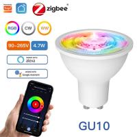 ราคา MOES Tuya ZigBee GU10 WIFI Smart LED Bulbs RGB C W White Dimmable Lamps Smart Life APP Control Light Bulbs Voice A lexa G oogle (18421232440)