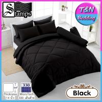 ราคา TeeBed Stamps ชุดผ้าปู 5 6 ฟุต ไม่รวมผ้านวม แสตมป์ สีดำล้วน All Black Stamps2563 (6846818347)
