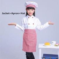 ราคา เด็กชุดยูนิฟอร์มพ่อครัวชุดคอสเพลย์วันฮาโลวีนสำหรับเด็กKitchen Cook Party Culinaryการแข่งขันแจ็คเก็ตผ้ากันเปื้อนหมวก (15543295491)
