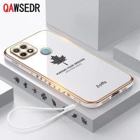 ราคา QAWSEDR เคสสำหรับ OPPO A15 A15Sเคสโทรศัพท์อ่อนป้องกันกล้องที่แม่นยำเคลือบด้วยไฟฟ้าลายใบเมเปิ้ลสำหรับเด็กผู้หญิงเคส TPU พร้อมสายคล้องฟรี (14101359089)