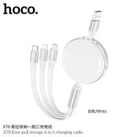 ราคา Hoco X78 3in1 2A สายชาร์จ มีกล่องเก็บสาย สายยืดได้ ม้วนเก็บได้ พกพาสะดวก ยาว1M สายชาร์จ 3หัว Micro usb Lightning Type c (18468538031)