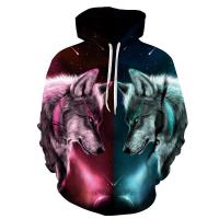 ราคา เสื้อกันหนาวผู้ชายลายสัตว์สุดเท่ห์เสื้อฮู้ดแขนยาวพิมพ์ลายหมาป่า3D พร้อมกระเป๋า (10175055949)