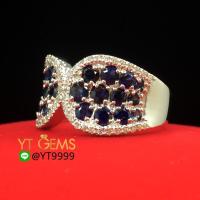 ราคา แหวนไพลิน แหวนเงินแท้ ชุบทองคำขาว พลอยไพลินแท้ YTG 7700 (17442113407)