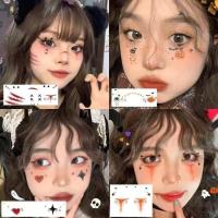 ราคา Halloween Cartoon Tattoo Stickers Pumpkin Witch Little Devil Children Stickers Funny Realistic Injury Scars Blood Stain Patterns OCT (20608147877)