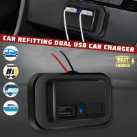 ราคา เบ้าที่ชาร์จความเร็วสูงสองรถพอร์ต USB BOKALI 12V 24V 4 8A LED เต้าเสียบสายไฟกันน้ำ (20591136140)