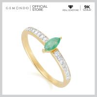 ราคา Gemondo แหวนทองคำ 9K ประดับมรกต Emerald ทรงมาร์คีส์ บ่าข้างเพชร ดีไซน์คลาสสิก แหวนพลอยแท้ แหวนมรกต แหวนอัญมณี (18977233588)
