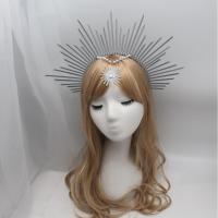 ราคา diy กระเป๋าผ้าโพกศีรษะมงกุฎดวงอาทิตย์ทำด้วยมือถ่ายภาพแคทวอล์คโบสถ์มงกุฎทองเงินสีดำที่คาดผมรูปดาว (19646620928)