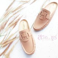 ราคา รองเท้าเปิดส้น รุ่นเรียบ H สีนู๊ด (1652834070)