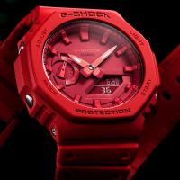 ราคา Casio G Shock นาฬิกาแกนคาร์บอน GA2100 4A สำหรับผู้ชายสายเรซินสีแดง GA 2100 4A (16596232032)