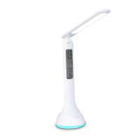 ราคา Okhai โคมไฟ LED หลอดไฟ LED พับหรี่แสงได้สัมผัสโคมไฟตั้งโต๊ะแบบชาร์จไฟที่มีสีสันกับปฏิทินอุณหภูมินาฬิกาปลุกคืนอารมณ์ไฟ (16574925706)